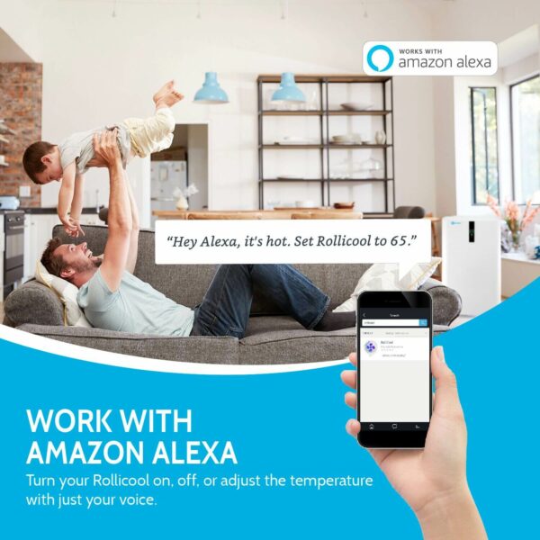 Father and son enjoy playtime at home with their Alexa controlled AC Unit by RolliCool