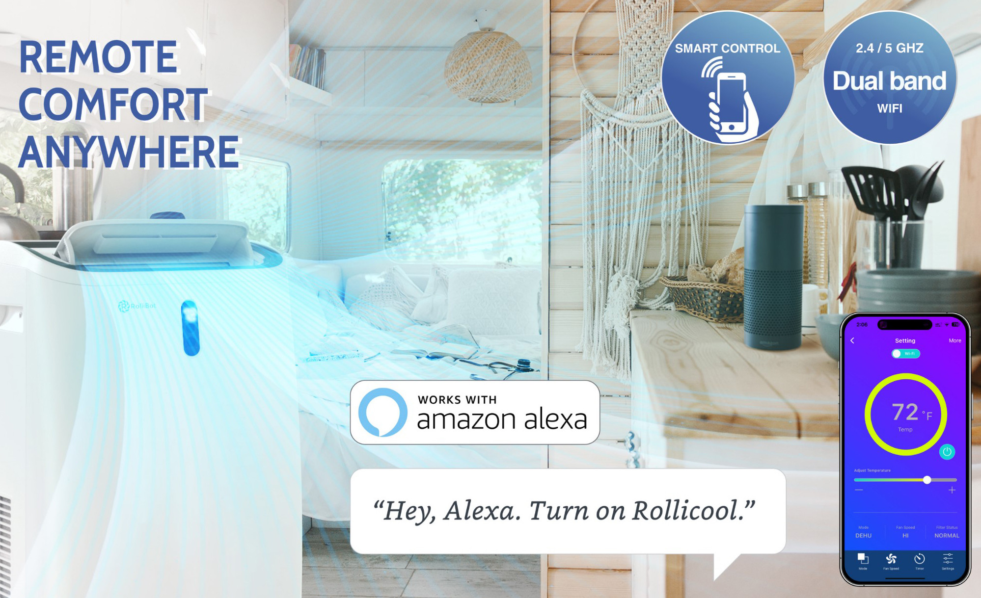 ROLLICOOL 14,000 BTU Portable Air Conditioner AlexaReady App